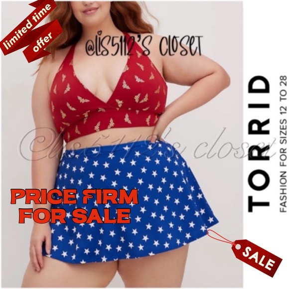 torrid Other - Torrid DC Comics Wonder Woman Triangle Bikini & Swim Skirt Swimsuit SET 2X 3X